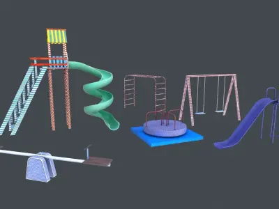 kid playground pack Low-poly 3D model