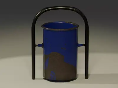 Realistic Trash Can 3D Model  Game Ready PBR Asset Low-poly 3D model