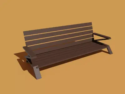 low poly game ready bench  3D model