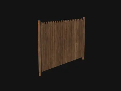 Wooden Fence Low-poly 3D model