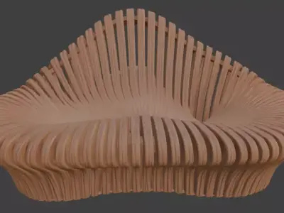 Wooden Park Bench 3D model