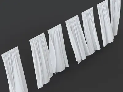 Wind Curtain Draped Fabric Archviz 3D Model 3D model  4 3D model