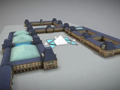 Louvre Museum Low-poly 3D model