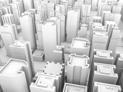 Cityscape city with skyscrapers Low-poly 3D model