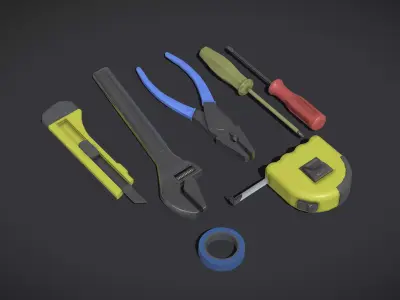 Tools pack Low-poly 3D model by InfiniteSolution3D
