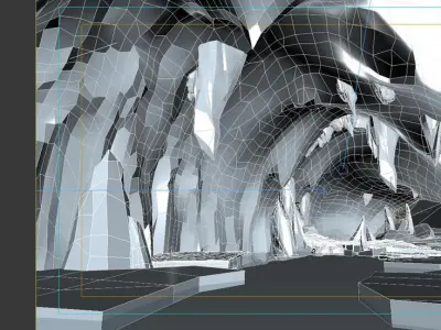 Icebergs underground ruins ice caves on the sea glacier caves 3D model