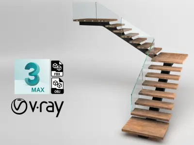 3 staircase models 3D model
