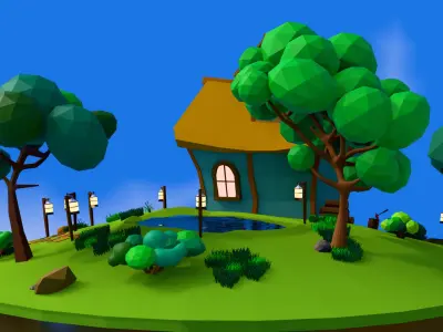 Floating Island Low-poly 3D model