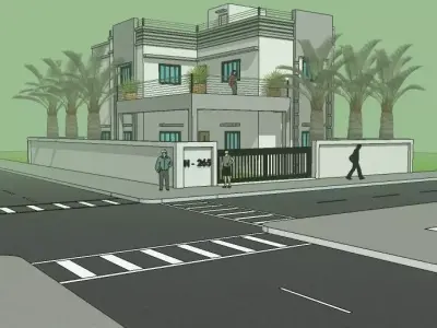 3DHOME house on corner of street 3D model