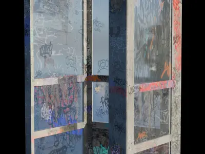 Urban Phone Booth with Graffiti - Realistic 3D Model 3D model