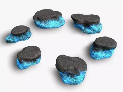 Short Flat Rocks - Energy Low-poly 3D model