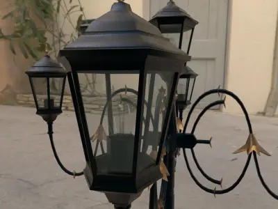 Street retro lights  Low-poly 3D model