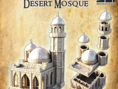 Small Desert Mosque  Tabletop Terrain 28 mm 3D print model