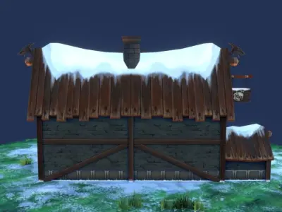 Dragon Peach house Low-poly 3D model