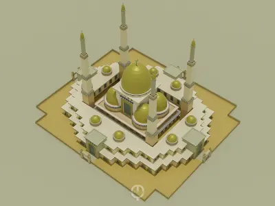 Mosque gold lowpoly 3D model