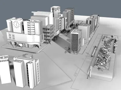hongdahe city street with tall buildings 3D model
