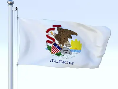 Animated Illinois Flag Low-poly 3D model