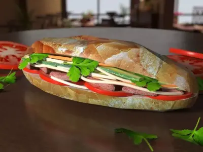Vietnamese Banh Mi 3D Model 3D model