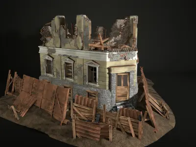 Enviro Building Ruined House Game Asset Low-poly 3D model