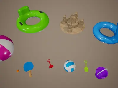 Summer Beach Toys Low-poly 3D model