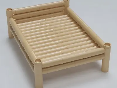 Bed Cot Bamboo 3D model