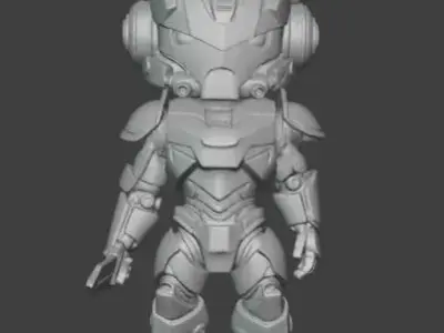 Chibi Mecha Warrior Duo 3D Printable Sci Fi Robot Figurines 3D print model