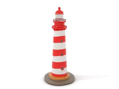 Striped Lighthouse model pack Low-poly 3D model