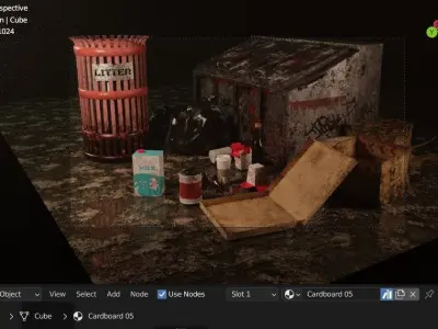 Garbage Set trash can on table Low-poly 3D model