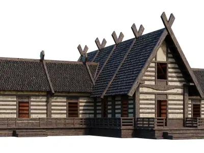 Old Medieval Building House 4K Textures GameReady 86 Low-poly 3D model