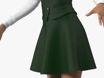 Light Skin Young Black Female Student Rigged 3D model