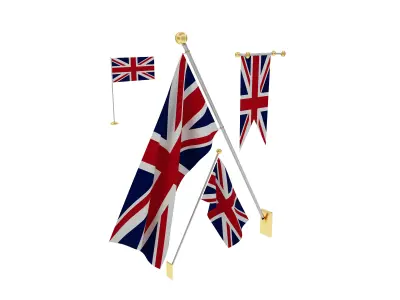 Flags of United Kingdom 3D model