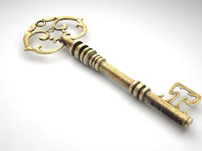 Gold Vintage Key 3D model
