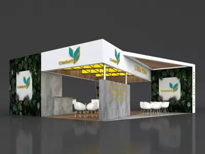 Exhibition Booth Stand Stall 8x10m Height 350 cm 4 Side Open 3D model