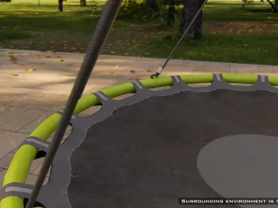 Outdoor wooden swing set with nest seat on the rope 3D model