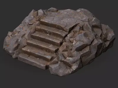 stairs stone 01 Low-poly 3D model