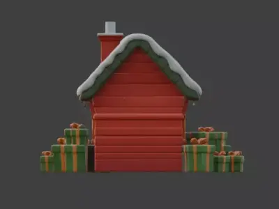 Cartoon Christmas Gingerbread House 3D Model Low-poly 3D model