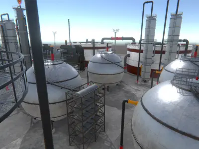 Modular Oil Refinery pack Low-poly 3D model