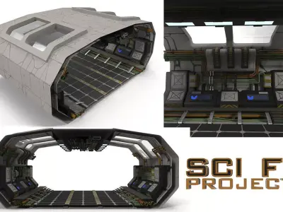 Sci Fi Corridor BIG Low-poly 3D model