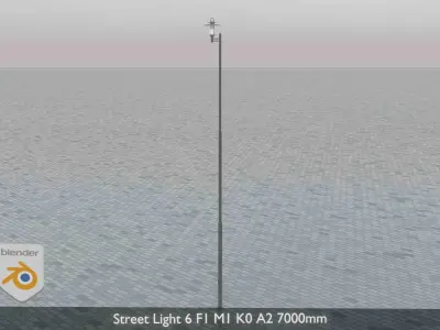 Street Light 6 F1 M1 K0 A2 7000mm Low-poly 3D model
