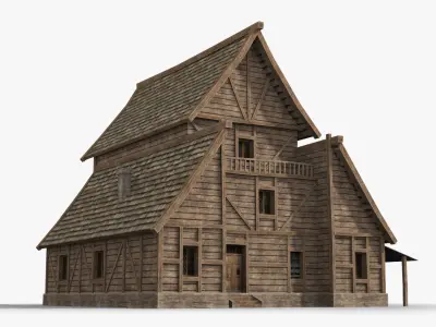 Medieval house x17 Low-poly 3D model