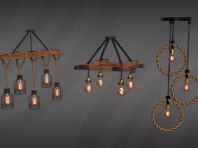 Pendant Lights Pack Low-poly 3D model
