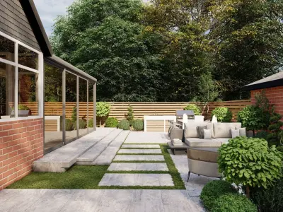 Garden Landscape 3D Model - SketchUp and Lumion Scene 3D model 3D model