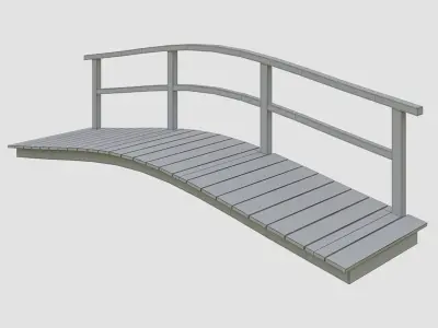  Bridge with one handrail Low-poly 3D model