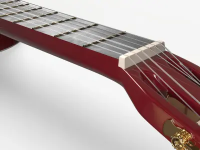 Red Sunburst Acoustic Guitar 3D model