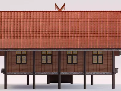 Traditional Houses - Rumah Panggung Kajang Leko Low-poly 3D model