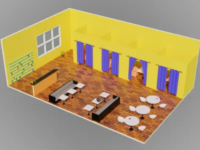 Home Interior Rooms with furniture Furniture pack Low-poly 3D model