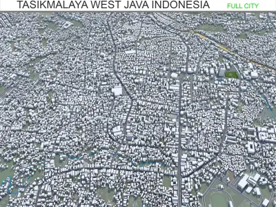 Tasikmalaya West Java Indonesia 25km Low-poly 3D model
