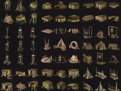 JUNGLE SWAMP CITY TRIBAL VILLAGE MEGA BUILDER AAA COLLECTION 3D Model Pack