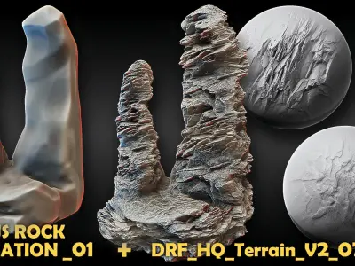 Ultra HQ Terrain Seamless Sculpt Zbrush brushes and Alphas Vol2 3D model