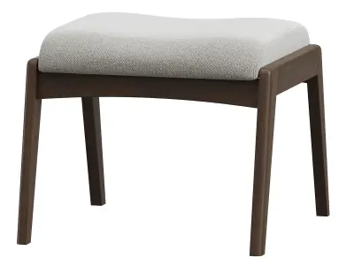Roxy Walnut Wood Ottoman 3D model